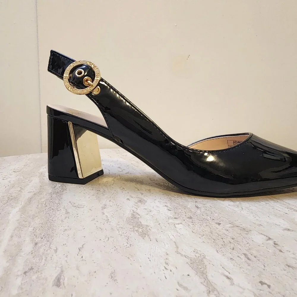 Jones New York Candree Pointed Toe Dress Slin Black Patent 8M -B036 - Picture 5 of 11